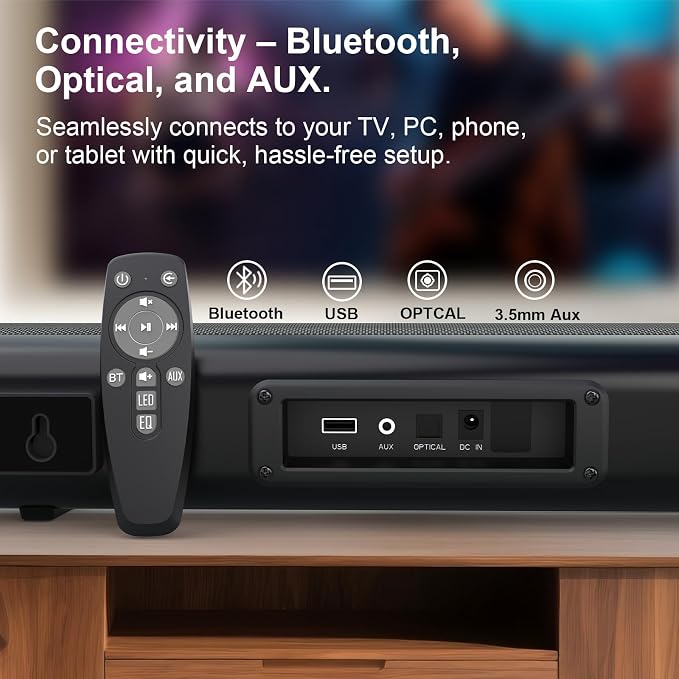 Sound Bar for Smart TV, Surround Sound System for TV – 50W Bluetooth Soundbar