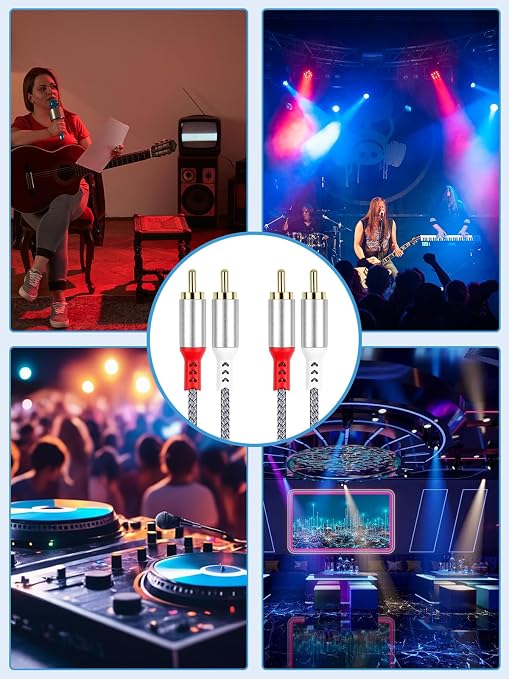2 Pack 2RCA to 2RCA Cable 2 RCA Male Hi-Fi Systems Audio Stereo Subwoofer Cable