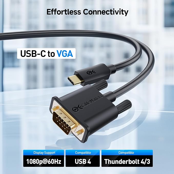 Cable Matters USB C to VGA Cable 6 ft