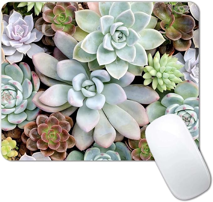 Cute Succulents Mouse Pad, Natural Plants Mousepad
