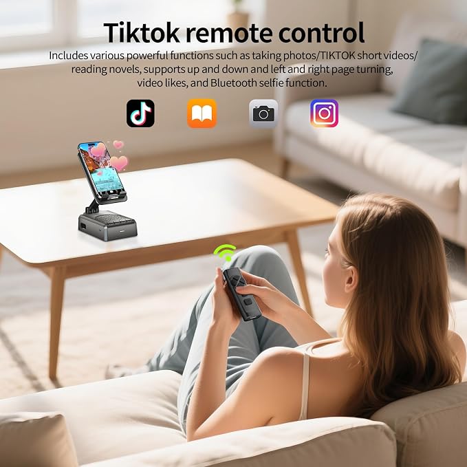 Cell Phone Stand with Bluetooth Speaker and Remote Control, Birthday Gift