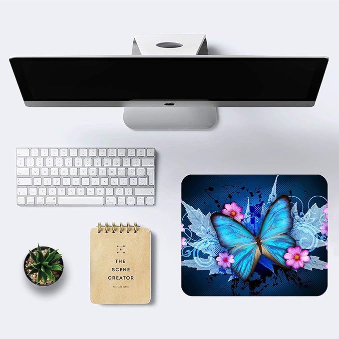 Blue Butterfly Mouse Pad Non-Slip Rubber Base Gaming MousePads