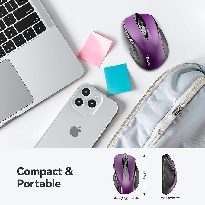 TECKNET Wireless Mouse for Laptop, Silent Mouse Quiet Click, Computer Mouse