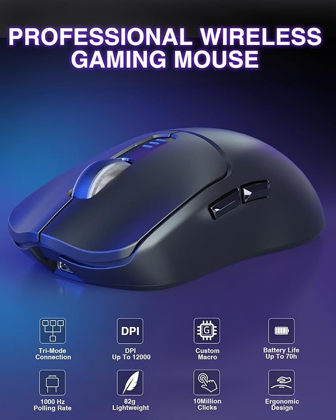 AULA SC580 Wireless Gaming Mouse, Tri-Mode 2.4G/BT5.0/USB-C Gaming Mouse