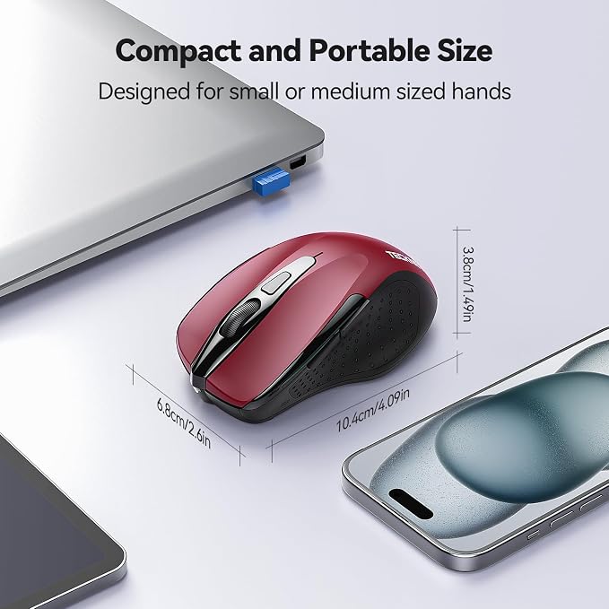 TECKNET Wireless Mouse for Laptop, Silent Mouse Quiet Click, Computer Mice