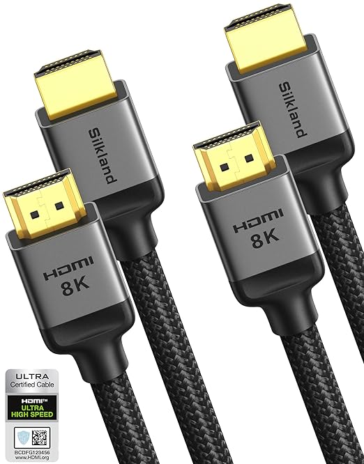 Silkland 10K 8K HDMI 2.1 Cable Certified 2-Pack 6.6FT Ultra High Speed HDMI®