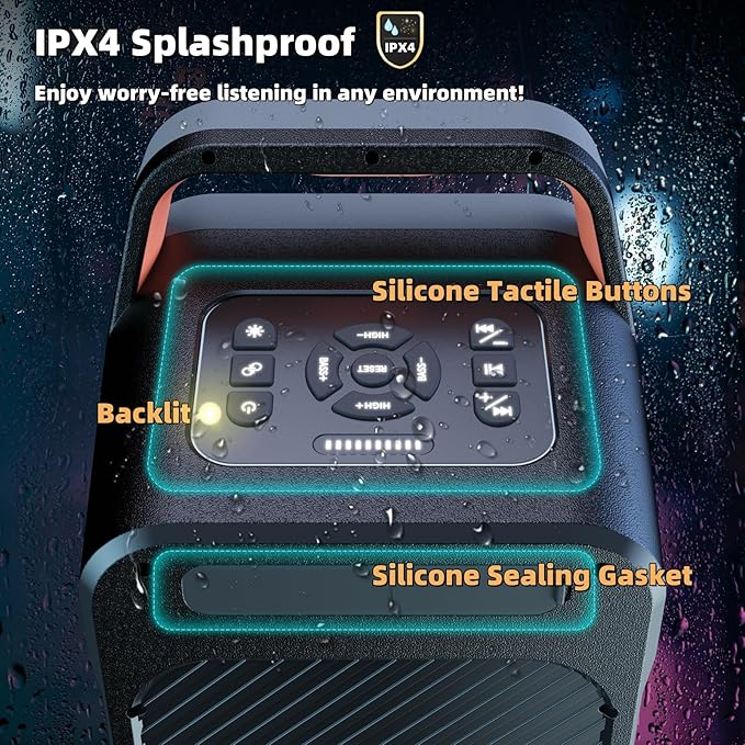 Portable Bluetooth Speaker: 240W Peak Powerful Loud Sound Deep Bass Wireless
