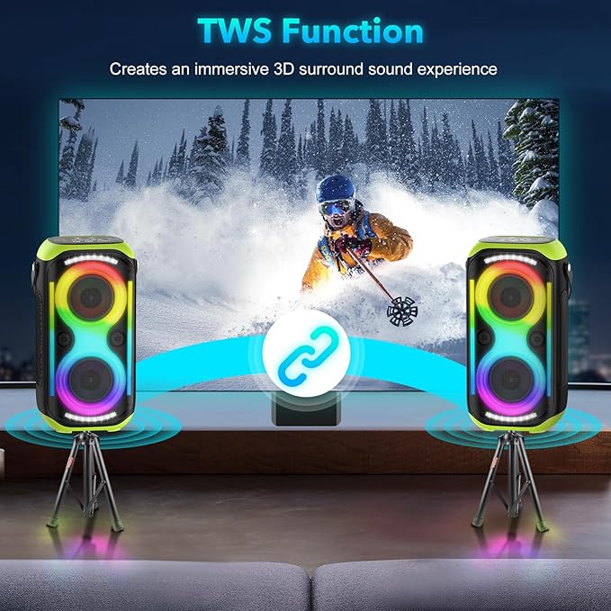 Bluetooth Speaker 160W Loud Wireless Boombox Portable Big Powerful Deep Bass