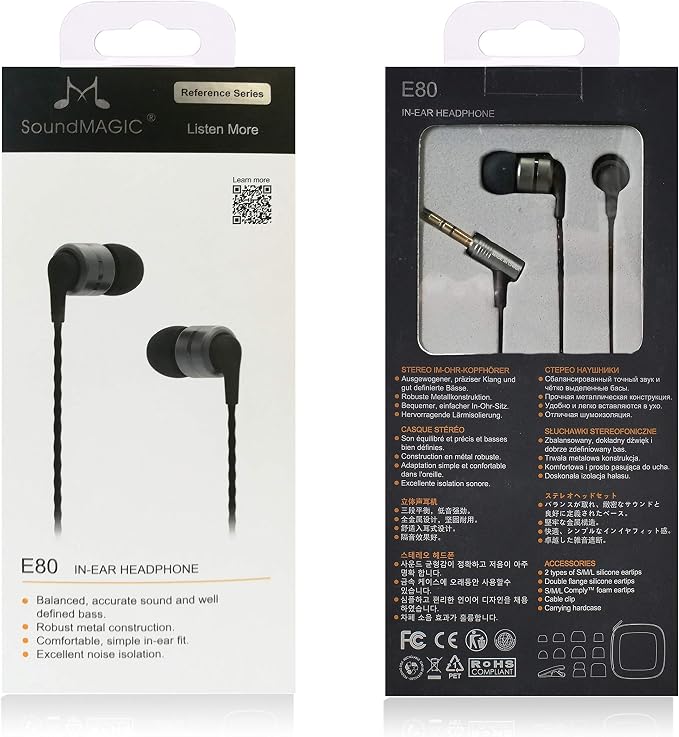 SoundMAGIC E80 Wired Earbuds, in-Ear Headphones