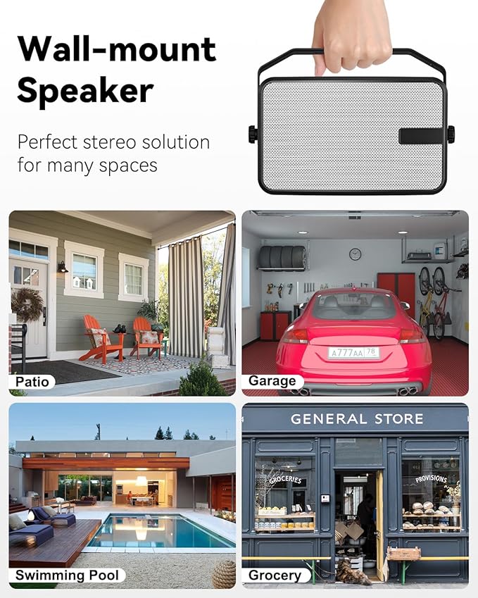 400W Outdoor Bluetooth Speakers, Wireless Sync Between Speakers, IPX5 Waterproof