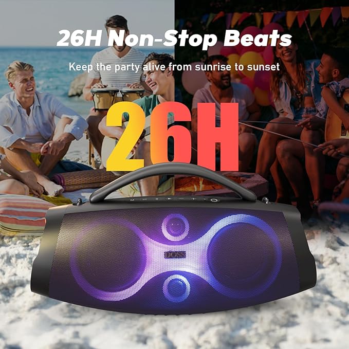 DOSS Extreme Boom Pro D200 240W Peak Outdoor Speaker, Punchy Bass, 26H Playtime