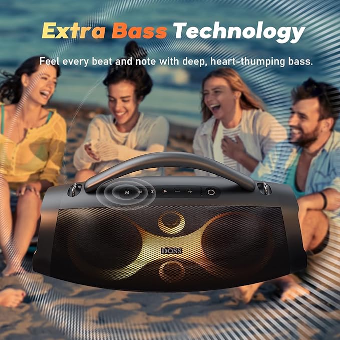 DOSS Extreme Boom Pro D200 240W Peak Outdoor Speaker, Punchy Bass, 26H Playtime