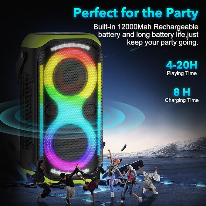 Bluetooth Speaker 160W Loud Wireless Boombox Portable Big Powerful Deep Bass