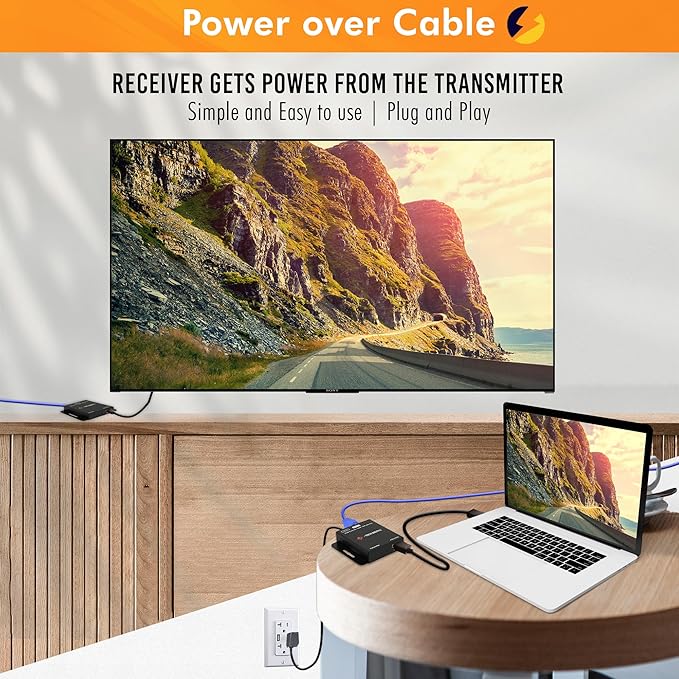 J-Tech Digital HDMI Extender Over Single Ethernet Cat5e/6/7 1080P Up to 1080P