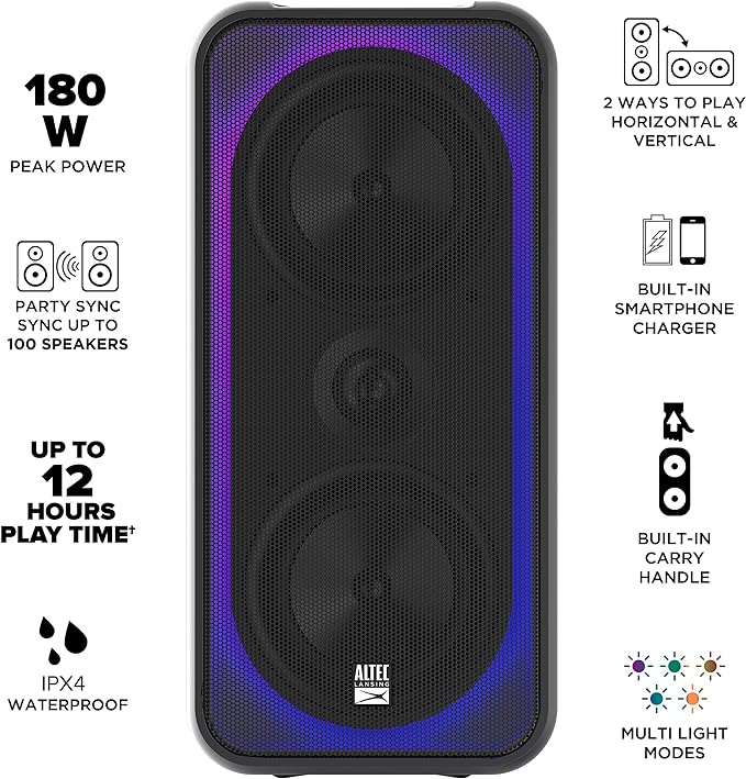 Altec Lansing Shockwave 200 Wireless Party Speaker 180W Bluetooth Speaker